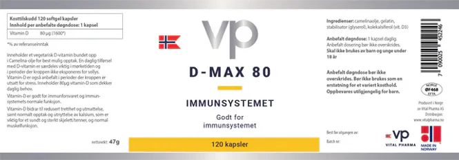 Hovedbilde D-Max 80 D-vitamin - 180 kapsler
