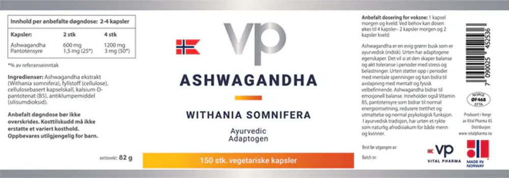 Ashwagandha – 120 kapsler