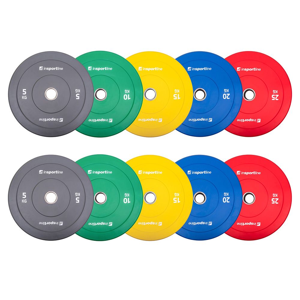 Vektskivesett Bumper Plates 50 mm inSPORTline Go 150 kg (10 stk.)