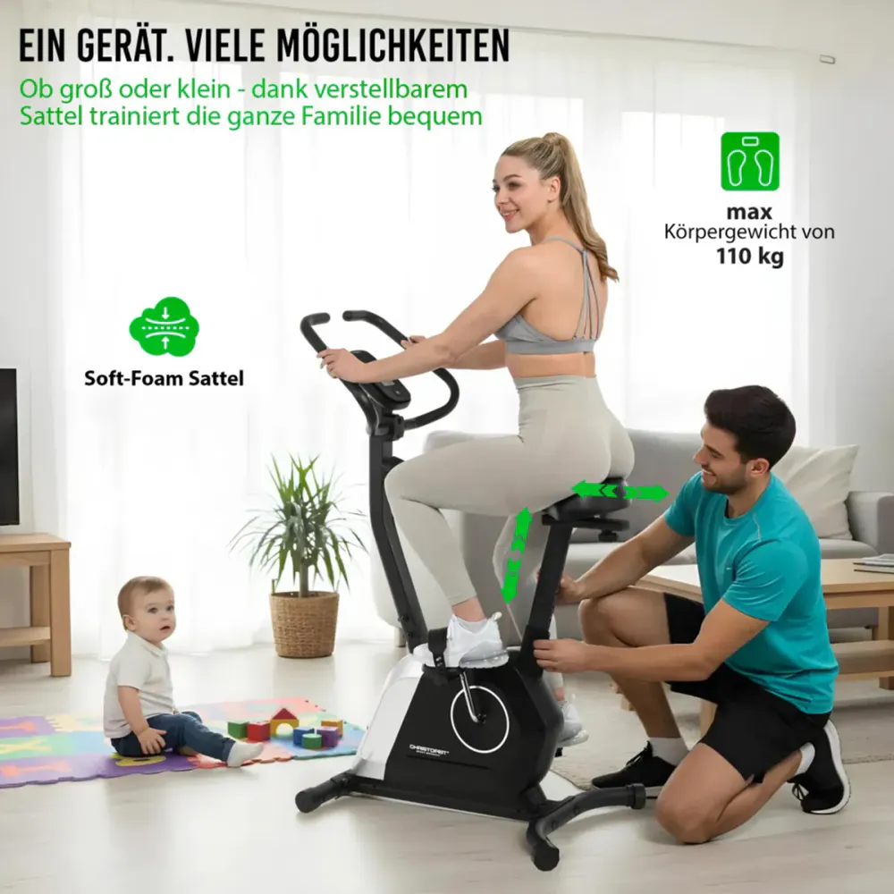 Testvinnende Kompakt trimsykkel - Stillegående med 14 motstandsnivåer - Christopeit Active